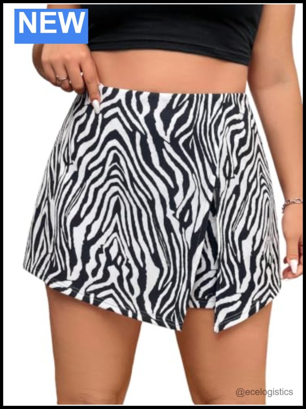 Women's Plus Size Leopard Print Skorts High Waisted Asymmetrical Slit Hem